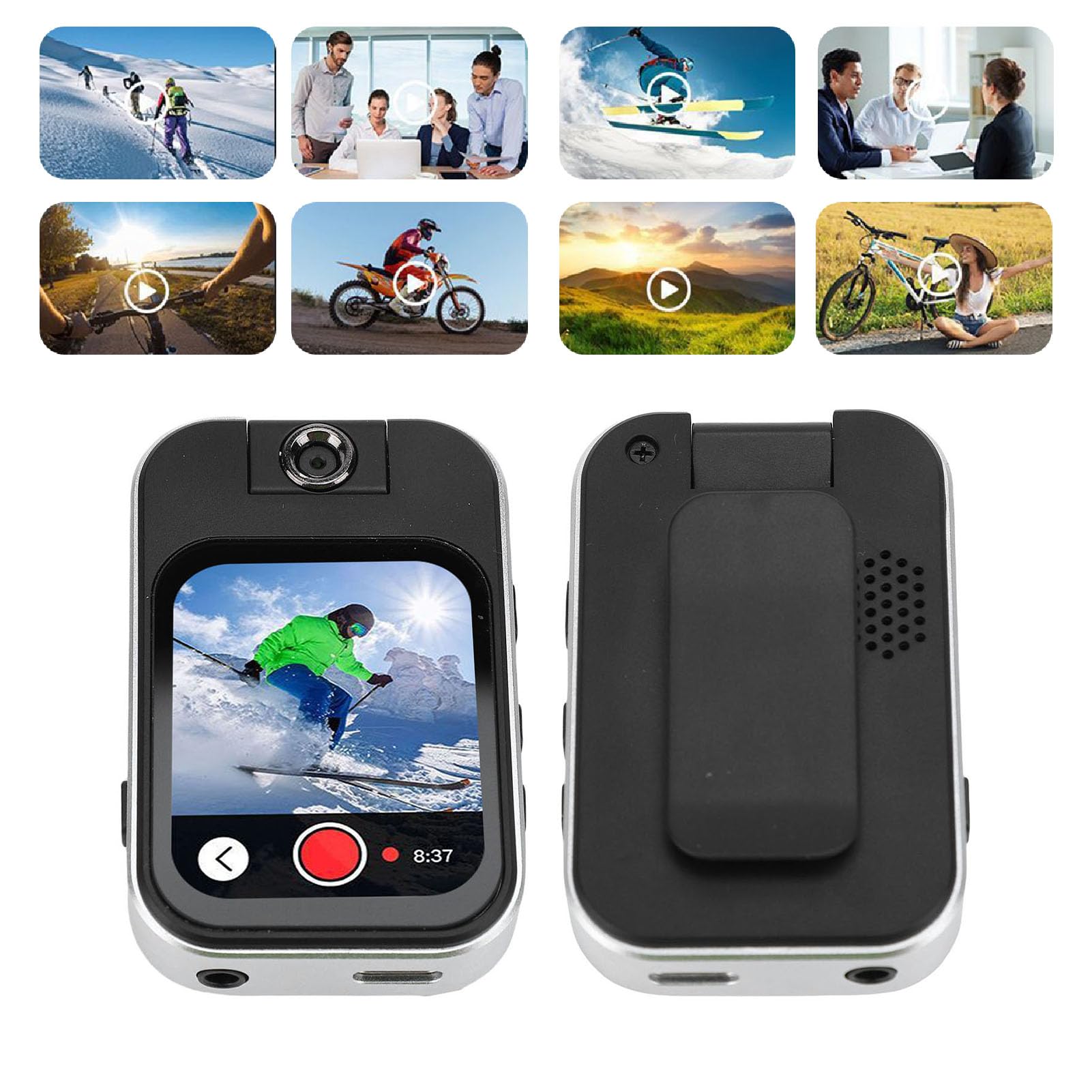 Lettore MP3 Bluetooth 5.4 Sportclip 2.0 pollici Touch Screen Music Player con fotocamera per sport, MP3 con 7 giochi cerebrali, video, registratore, foto, e-book, supporta fino a 256 GB