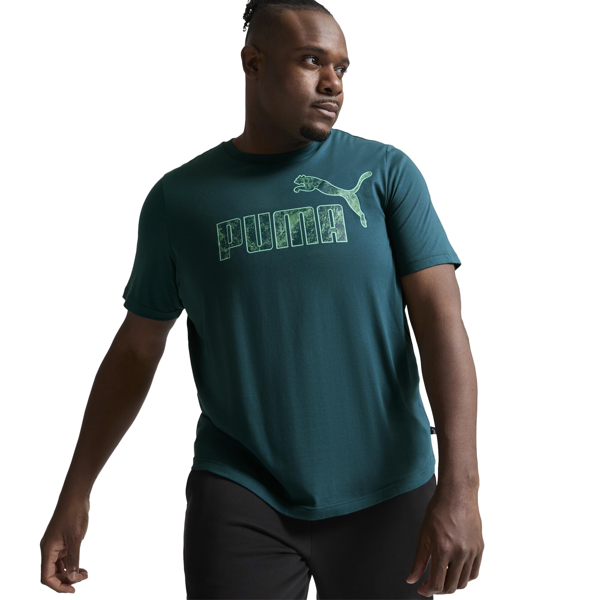 T-Shirt Graphique PUMA Homme Vert Froid XL Tall vêtement coupe longue grande taille - 6