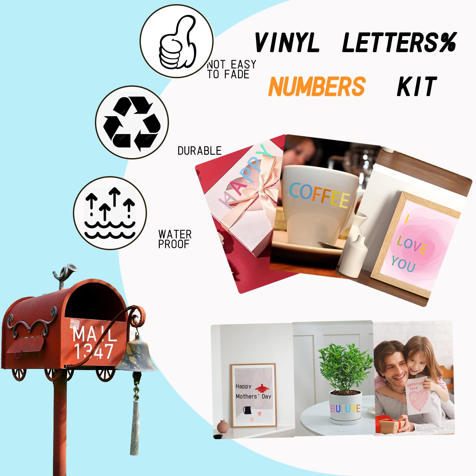 1520 PCS Handwriting Self-Adhesive Vinyl Letter Stickers 20 Sheets Colorful Letters Numbers Kit, 13 Colors Alphabet ABC Labels for Signs, Window, Door, Containers (SX)