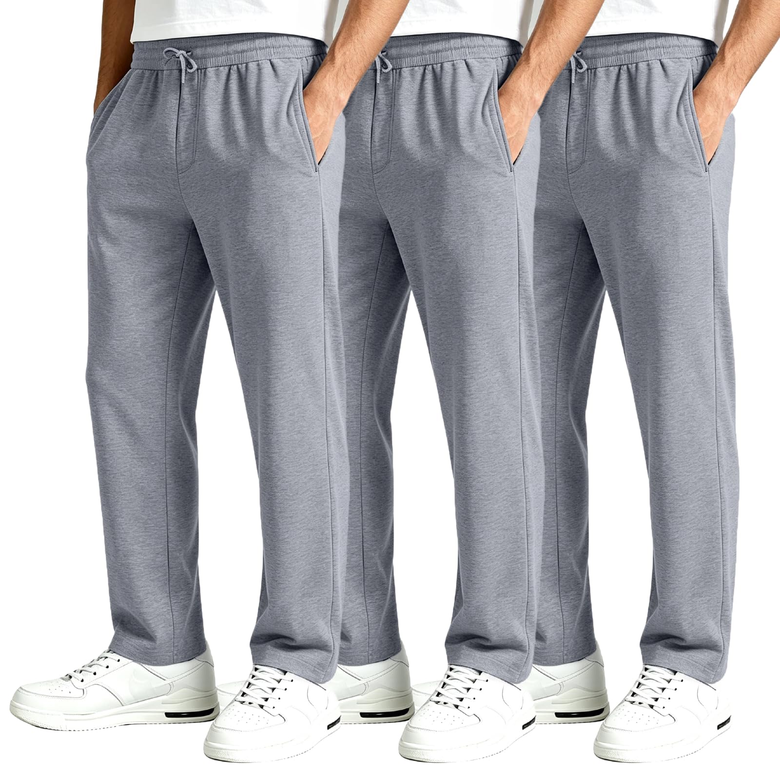 Generisch Jogginghose Herren 3er&2er Pack Baggy mit Elastischer Taille Lang | aus Baumwolle mit Taschen warme Weitem Bein Sweatpants im Y2K Streetwear Stil bequeme für Alltag Sport,S-3XL