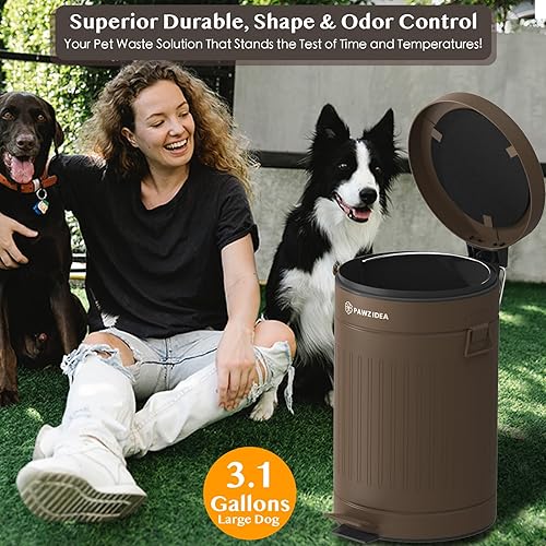 Miniatura 7 de PAWZIDEA Cubo de basura para excrementos de perro, control de olores exteriores, bote de basura de 3.1 galones, impermeable, contenedor de