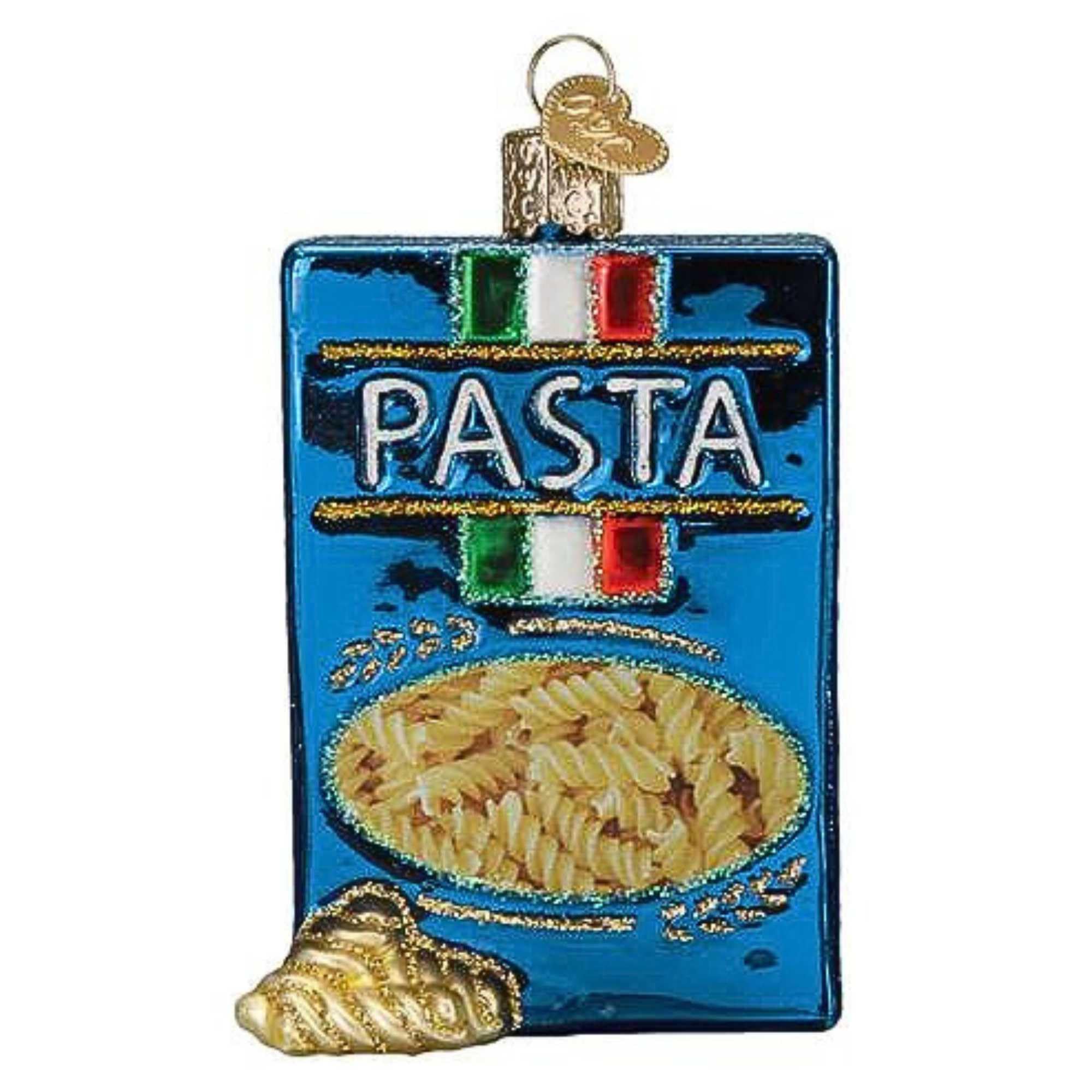 Old World Christmas Box Of Pasta Glass Blown Ornament For Christmas Tree, Handcrafted Holiday Decoration, Food Collection