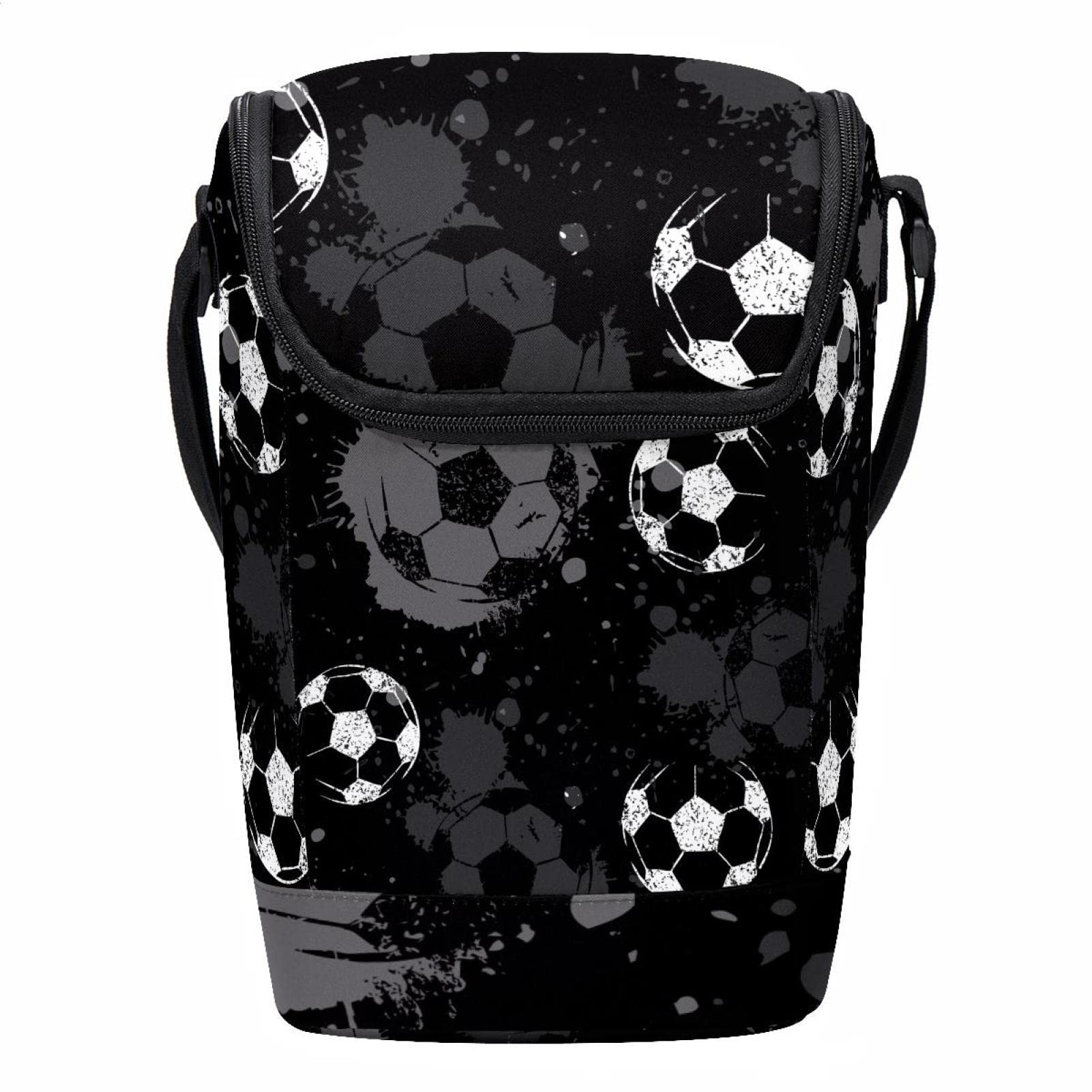 Lonchera de fútbol oscuro pequeña y bolsa de almuerzo ligera reutilizable para el trabajo diario