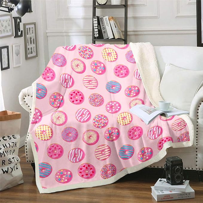 Feelyou Girls Donuts Blanket Pink Chocolate Doughnut Throw
