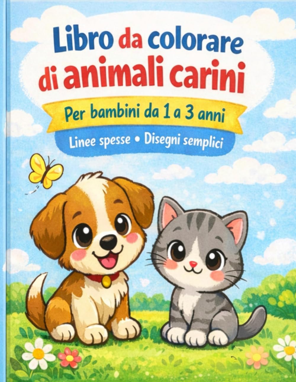 Libro da colorare con animali carini per bambini da 1 a 3 anni: Disegni semplici con forme grandi e contorni spessi (Toddler Coloring Books)