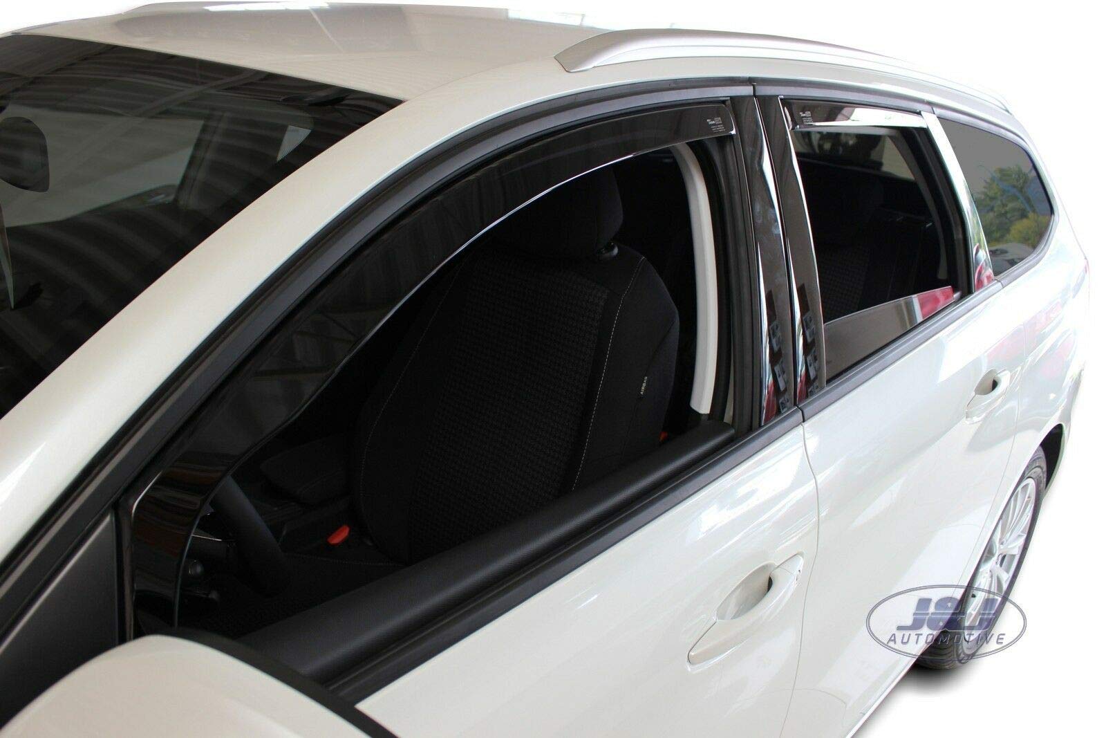 J&J AUTOMOTIVE Windabweiser passend für Peugeot 308SW Kombi 2014-2021 4tlg, Heko Regenabweiser Vorne Hinten Getönt Dunkel Passform