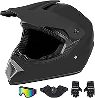 CARTMAN DOT Approved Full Face Dirt Bike Helmet - Motocross ATV Offroad Adult Matte Black Blue