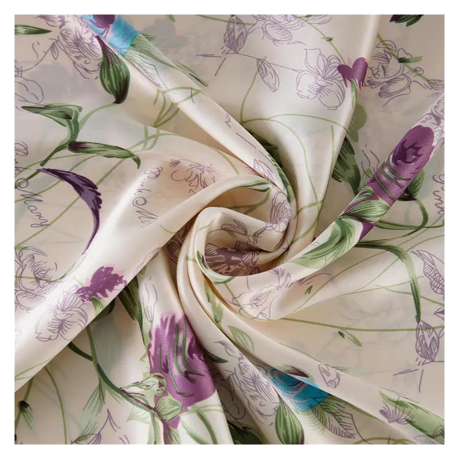 Tela de Satén Tela De Seda 100% Estampada China Nature Pura Multicolores Para coser(Color-32,1 meter)