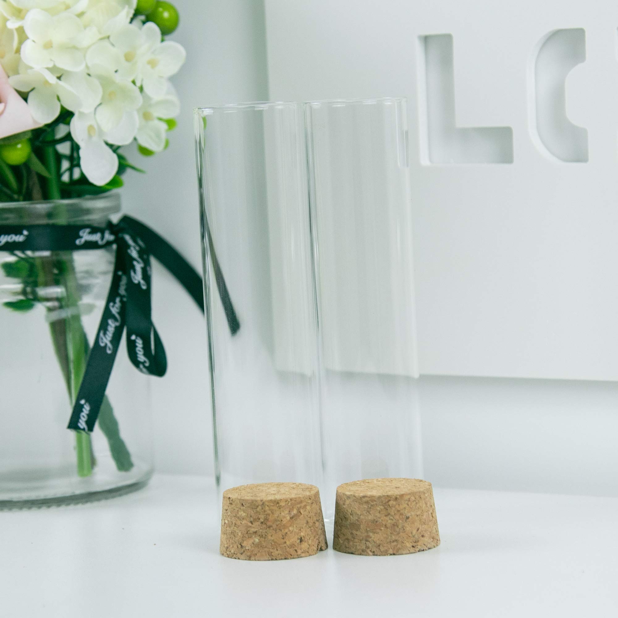24pcs 100ml Botellas de Tubo de Ensayo de Vidrio Transparente con Corchos Decoración Artesanías Frascos Botellas de Vidrio Transparente Corchos Frascos de Vidrio (100ml-37x150x34mm)