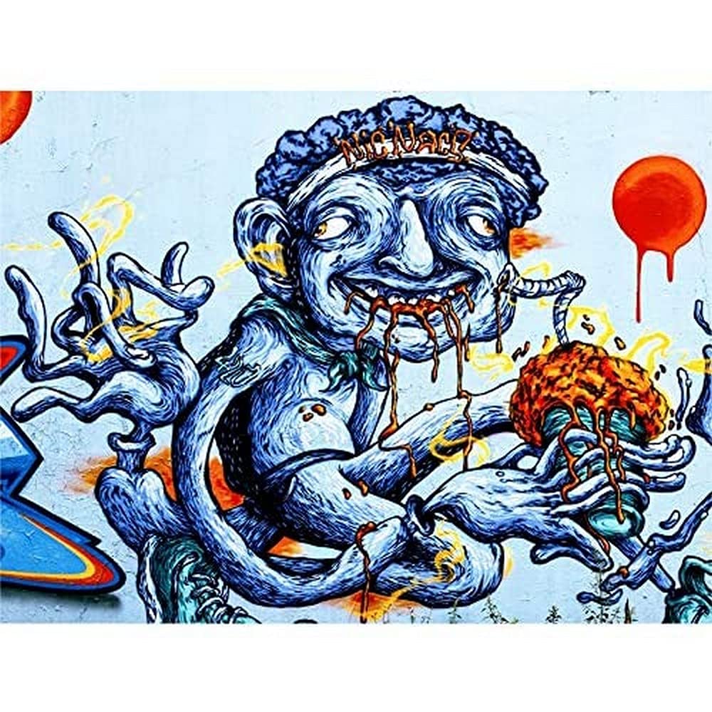Graffiti Weird Guy Eating Canvas Wall Art Print
