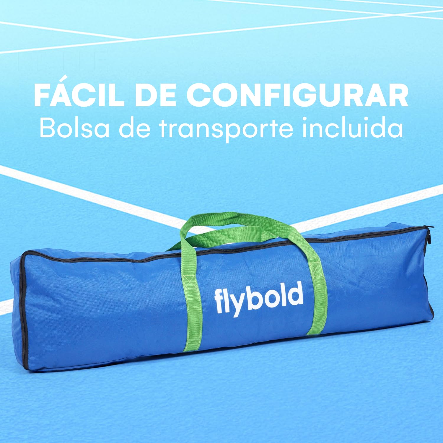 flybold Red de pickleball | Juego portátil con/sin 4 palas | Equipo de tamaño de regulación de red, postes de metal entrelazados ligeros y resistentes con bolsa de transporte para juegos en interiores
