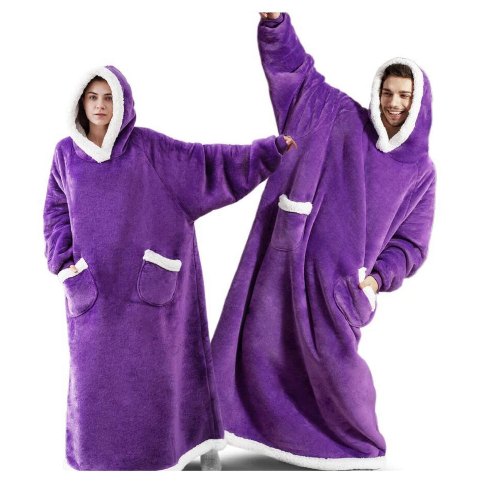 Albornoz NiñA Mullida, Albornoz Ducha Pareja Exigente con Tu Figura, Robe Larga Suave Y Suelta con Capucha Y DiseñO De 2 Bolsillos Purple