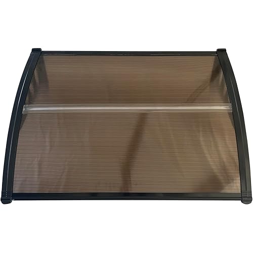 Panana Window Awning Door Canopy 39''x31.5'' Patio Porch Rain Shelter Cover, Awning Polycarbonate Cover Outdoor UV Rain Snow Sunlight Protection Patio Canopy (100X80X23Cm, Brown)