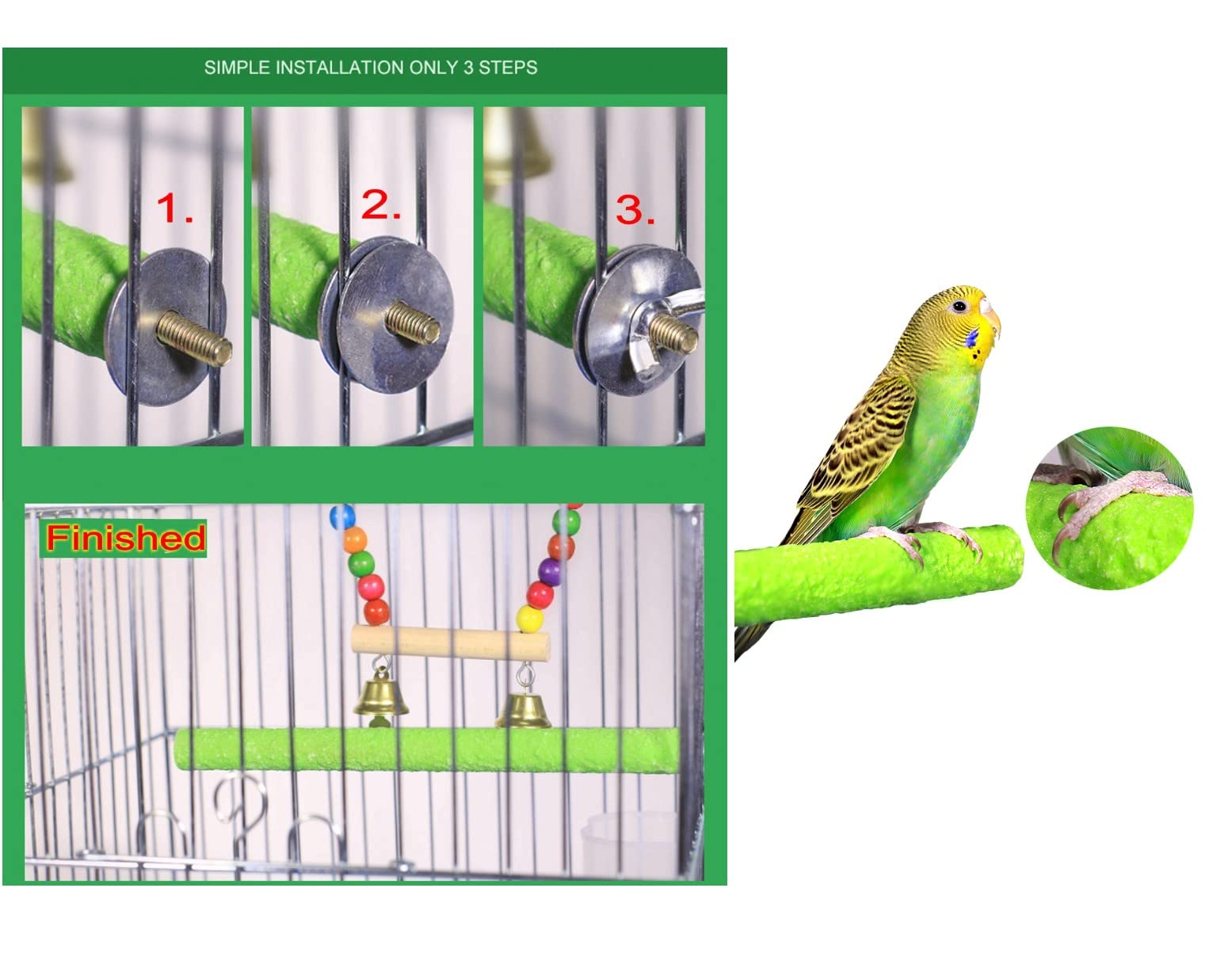 JZK 6pz 1.5 cm x 20 cm long perchoirs pour petits oiseaux pour perruches canaries, petit perroquet coloré pour cage à oiseaux, bâtons support bois pour perroquet