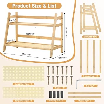 2-Tier Coffee Station Organizer Shelf, Bamboo Kitchen Countertop Worktop