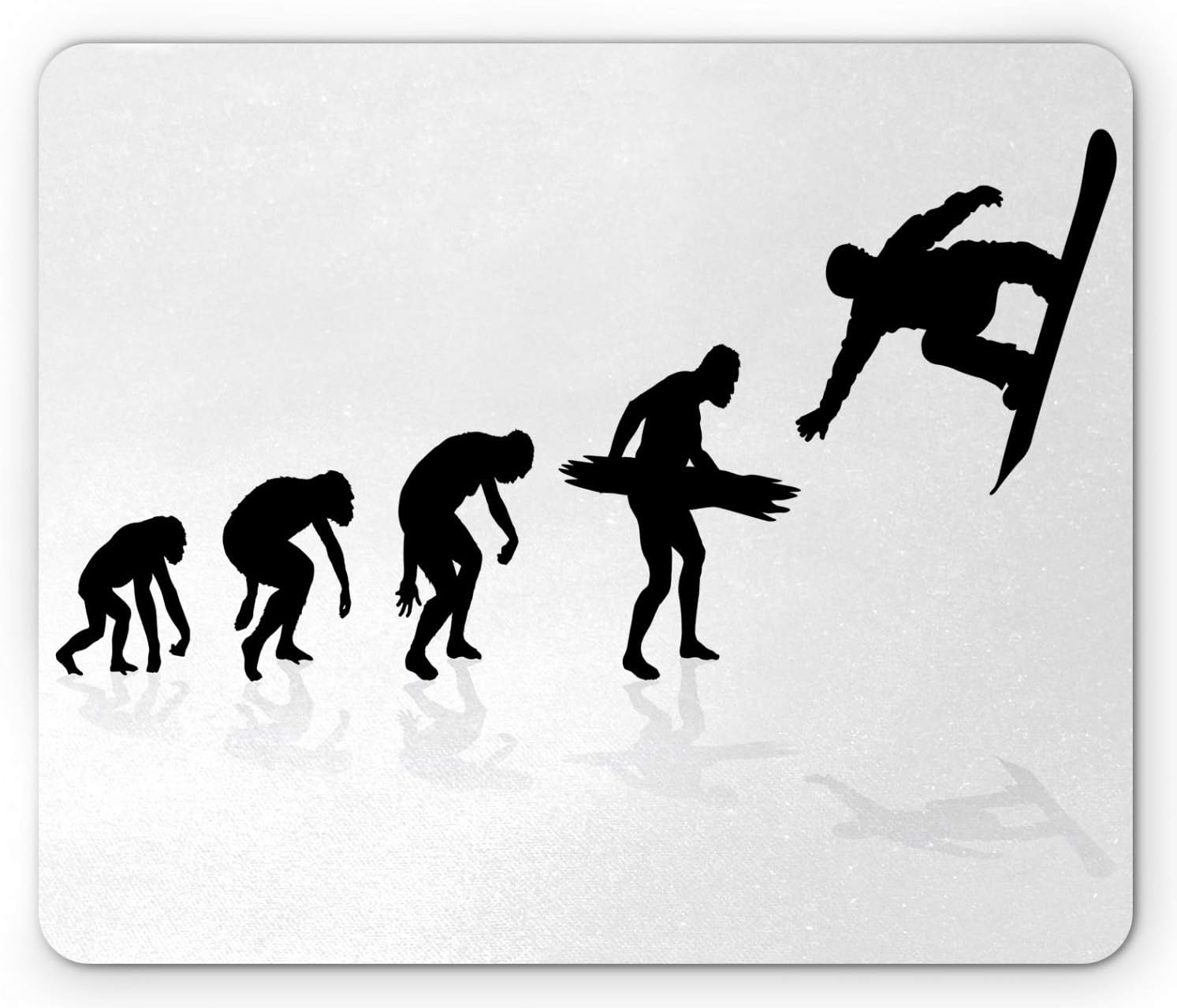 Lunarable Snowboard Mouse Pad, Evolution of a Snowboarder Male from Ape to Man Snowboarding Silhouette, Rectangle Non-Slip Rubber Mousepad, Standard Size, Charcoal Grey