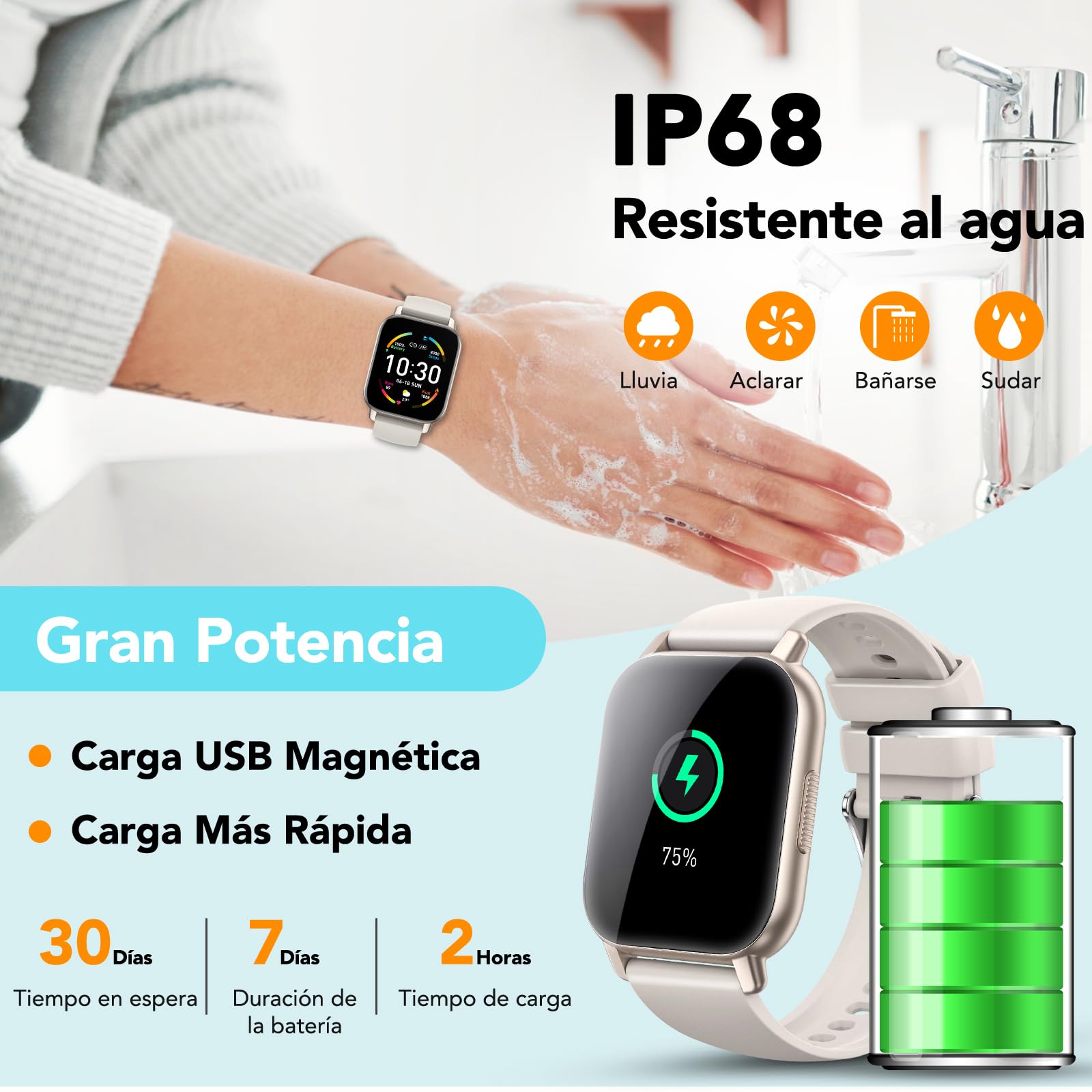 Smartwatch Uomo Donna, 1.85" Orologio Smartwatch con Risposta/Rifiuto Chiamate, 112 modalità Sportive Smart Watch con Monitoraggio del Sonno/Contapassi/SpO2 per IOS/Android, Impermeabile IP68, Bianco
