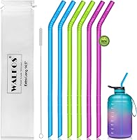 Vista 9 de WALFOS Pajitas de silicona reutilizables extralargas de 14.5 pulgadas, pajitas flexibles y curvadas de tamaño grande para botellas grandes de medio