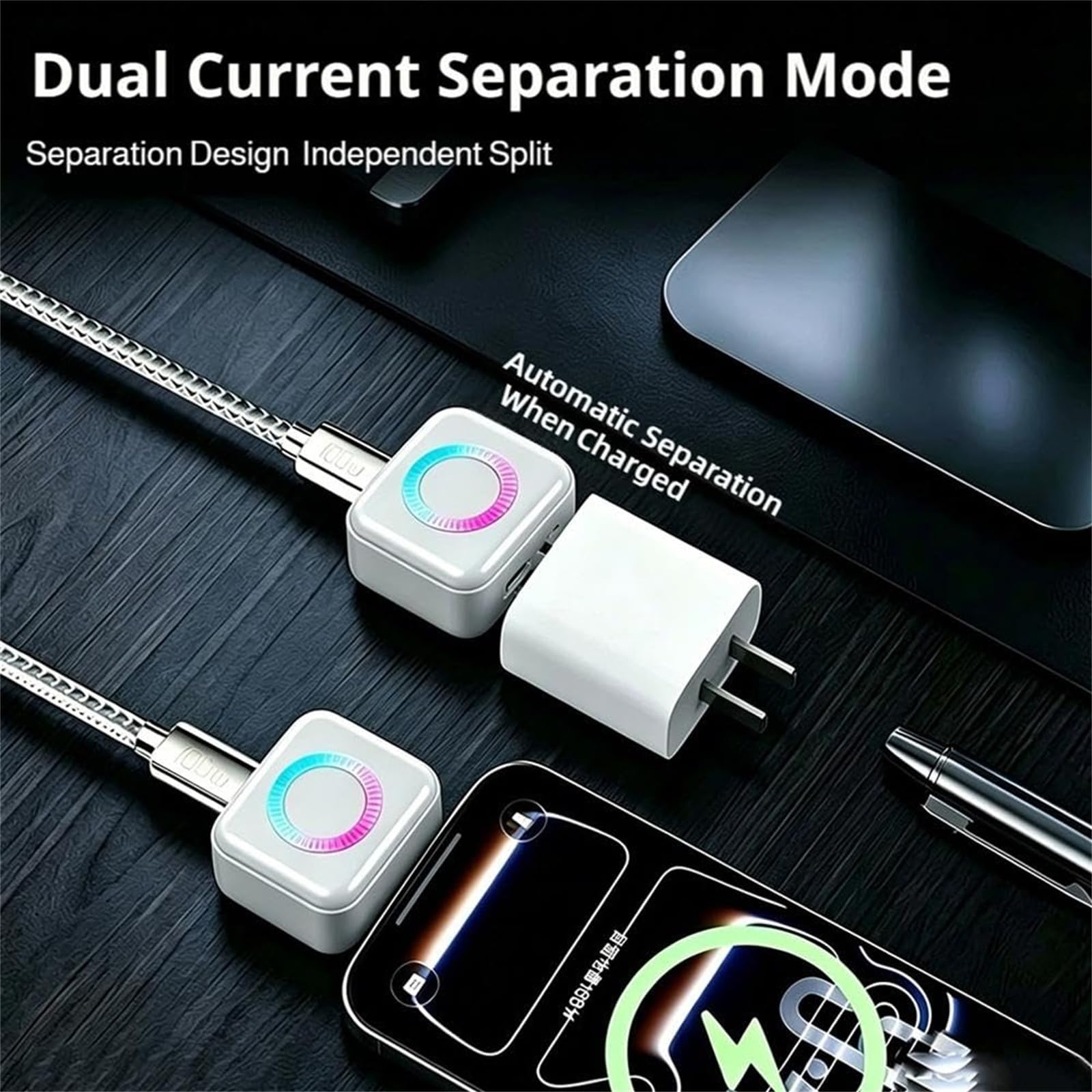 Adattatore di ricarica intelligente con spegnimento automatico, adattatore di ricarica rapida con spegnimento automatico e interruttore fisico di spegnimento per smartphone e tablet (2pcs)