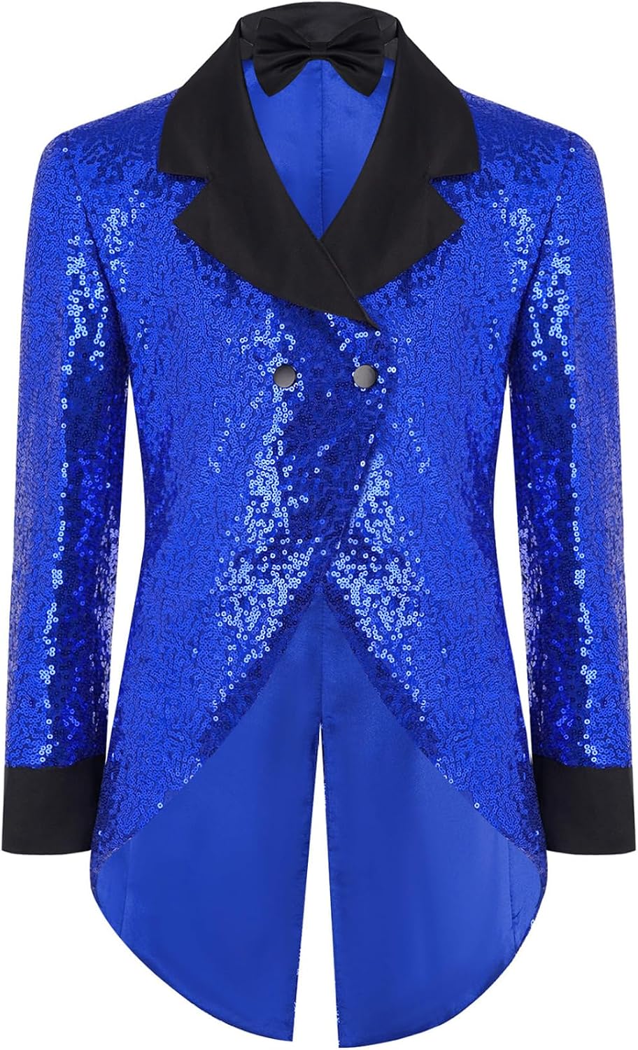 JEYPINMI Boys Tail Sequin Jacket Tuxedo Coat Sparkly Glitter Tailcoat with Bow Tie for Circus Magic Show
