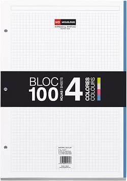 Miquelrius Notebook Filler Paper, 8.5 X 11, 4-subject Grid/graph Pages, 100 Sheets/200 Pages