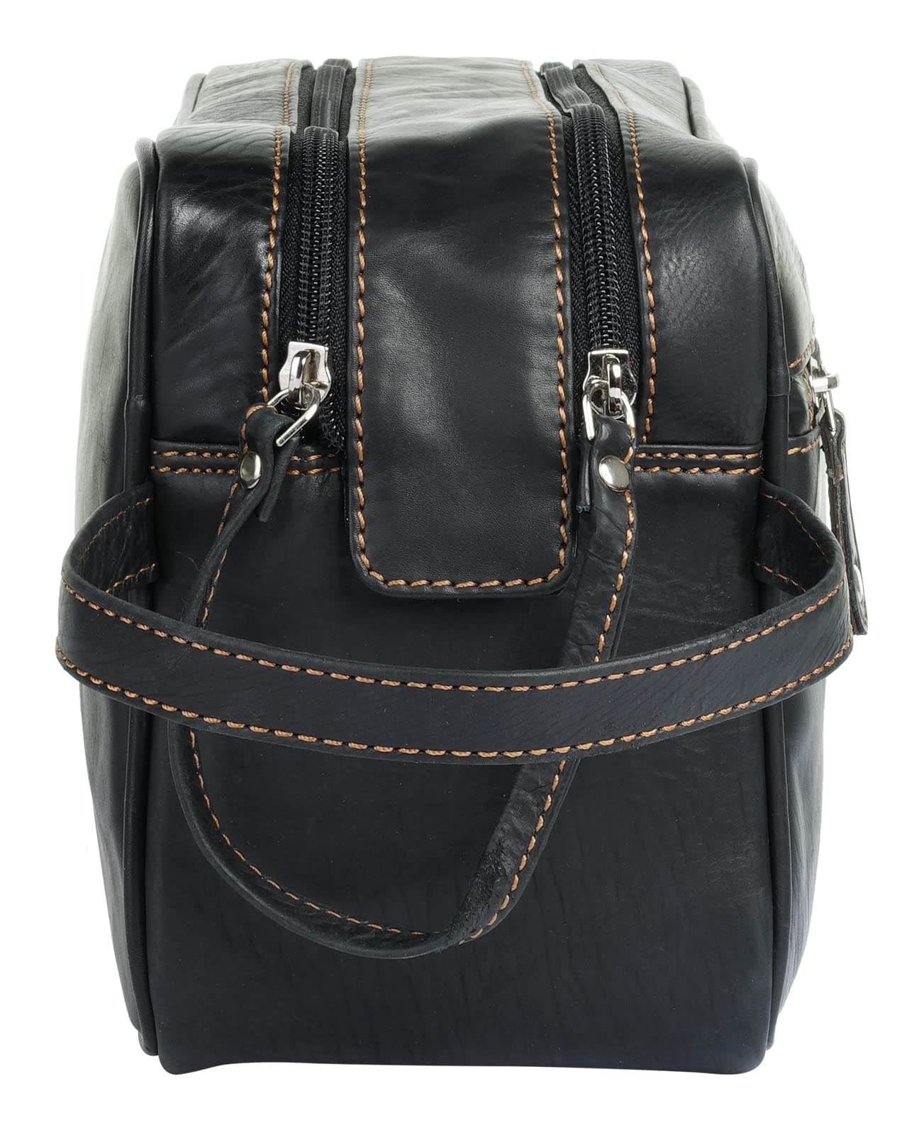 bruno banani Kulturtasche Echt Leder Herren, Damen | Rindleder Kulturbeutel, Kosmetiktasche für Reisen, Waschtasche zum Aufhängen, Necessaire mit Reißverschluss | 021128