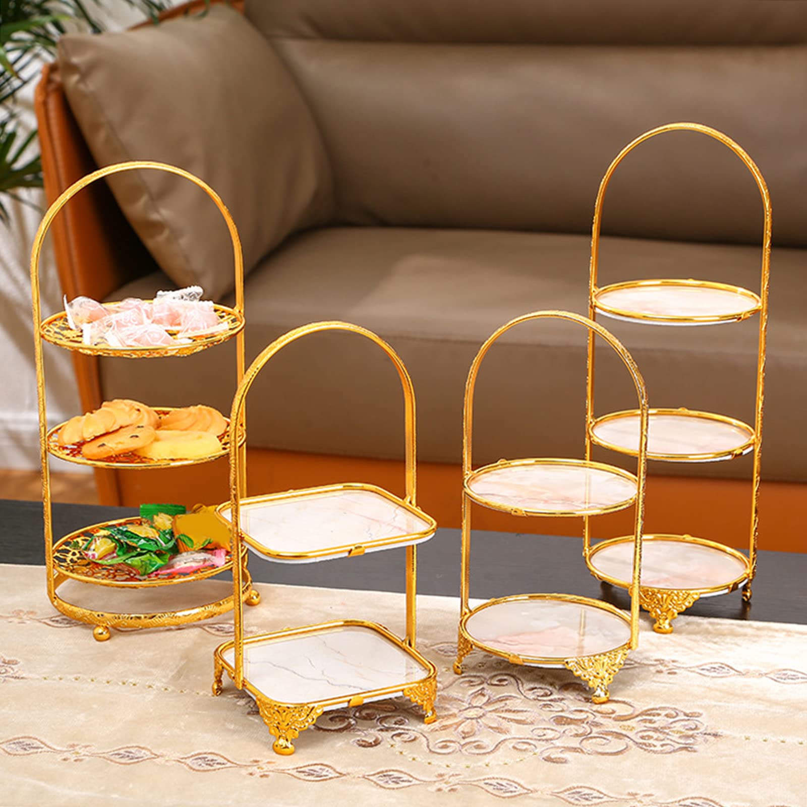 SePKUs Soporte para Tartas de Hierro Decorativo para Tartas, Bandeja Moderna para Tartas, vajilla para Eventos, Fiestas, Bodas, postres, Magdalenas, Plato para Tartas (Cuadrado de Dos Niveles)