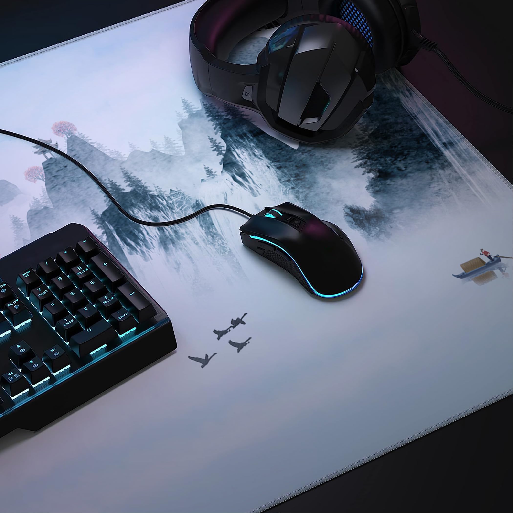 LL-COEUR Mousepad Grande Tappetino per Mouse da Gioco Naturale 1300x500x3mm Tappetino da Scrivania Esteso XXL Speed Gaming XXL