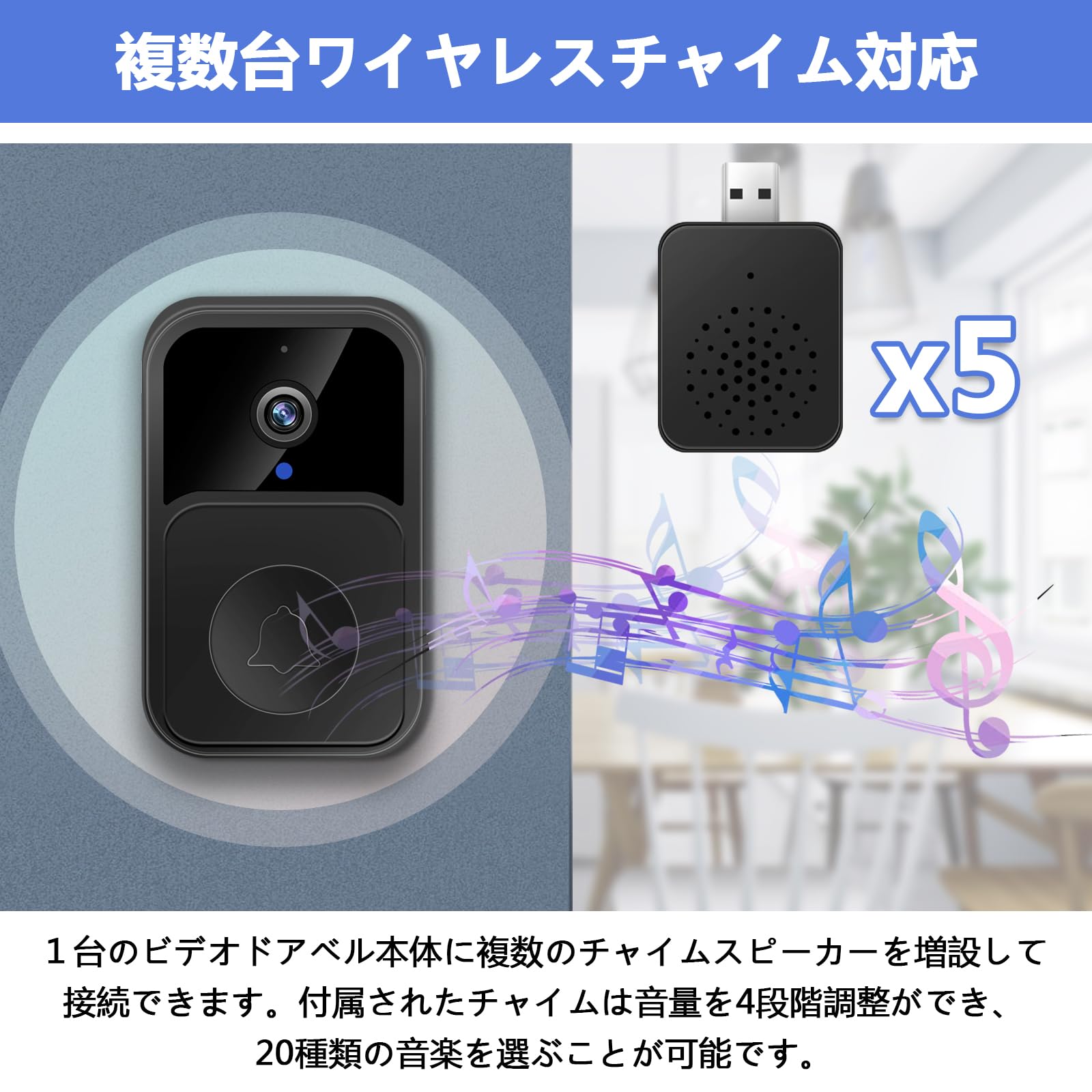 Amazon.co.jp: 外出先からも通話可能 ビデオドアベル ワイヤレス
