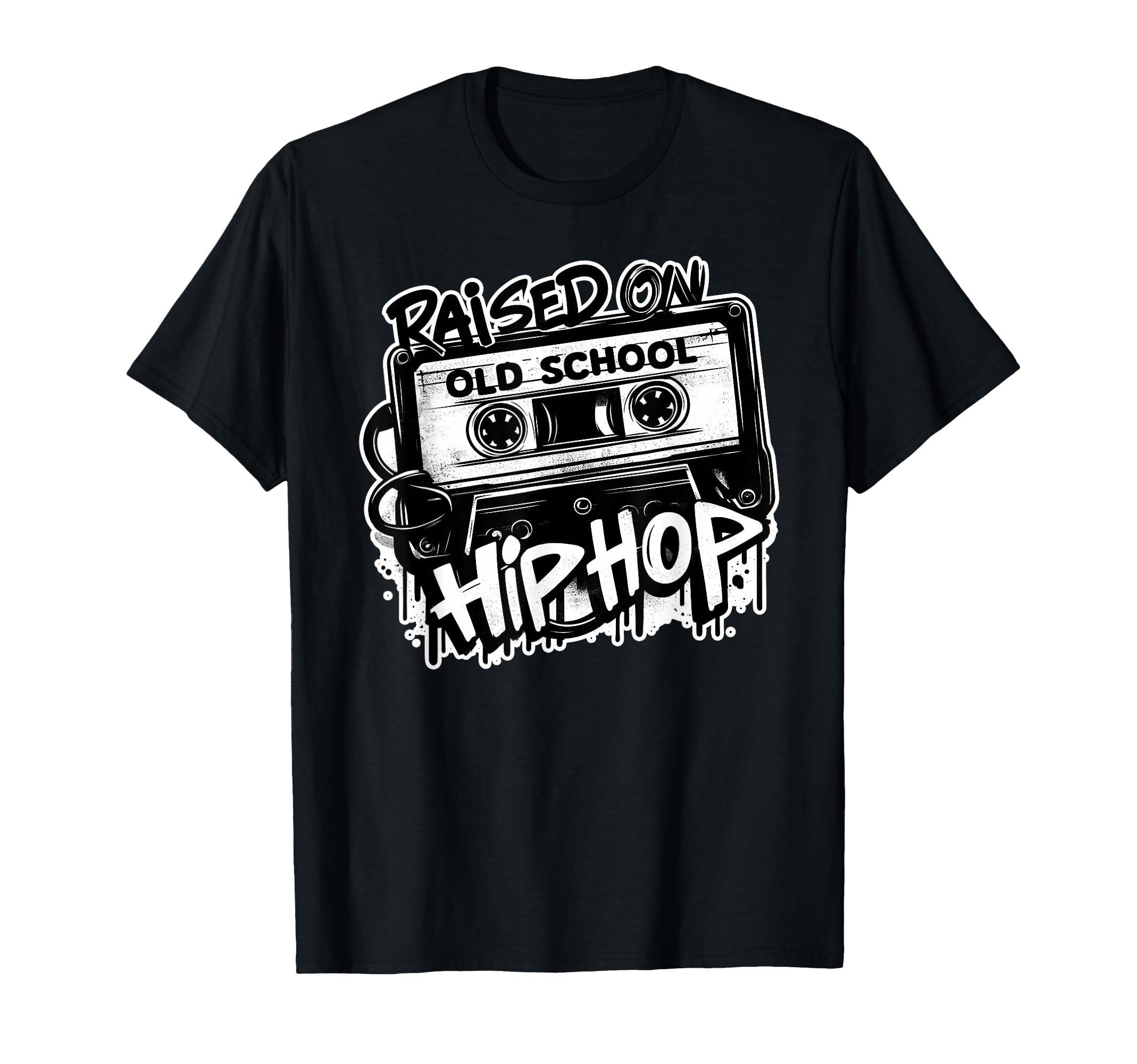 Raised ON Old School Hip HOP 80s 90s Cassette Graffiti T-Shirt