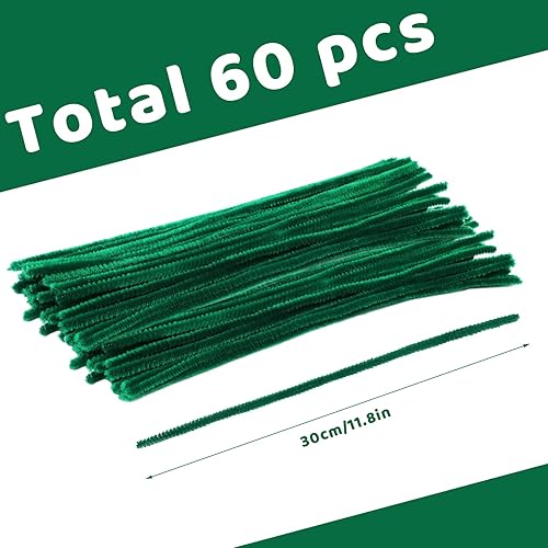 Miniatura 2 de 60 limpiadores de tuberías verdes, limpiadores de tuberías artesanales de Navidad, limpiadores de tuberías de felpilla, limpiadores de tuberías a