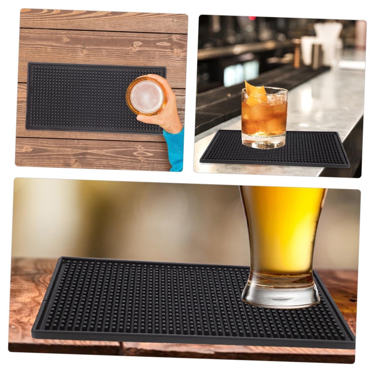 Tappetino da Bancone da Bar Antiscivolo 2 Pezzi in Pvc Nero