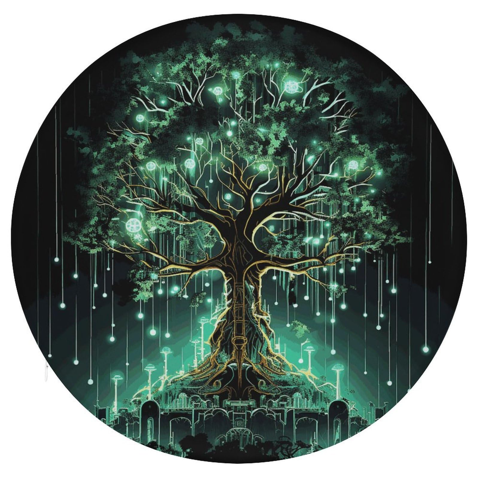 Wsoihfec Style Magical Green Tree Seat Cushion Round Chair Pad