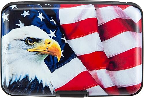 Miniatura 2 de Kaabao Aluminum Wallet RFID Blocking Slim Metal Business ID Credit Card Holder Hard Case (Bald Eagle on American Flag)