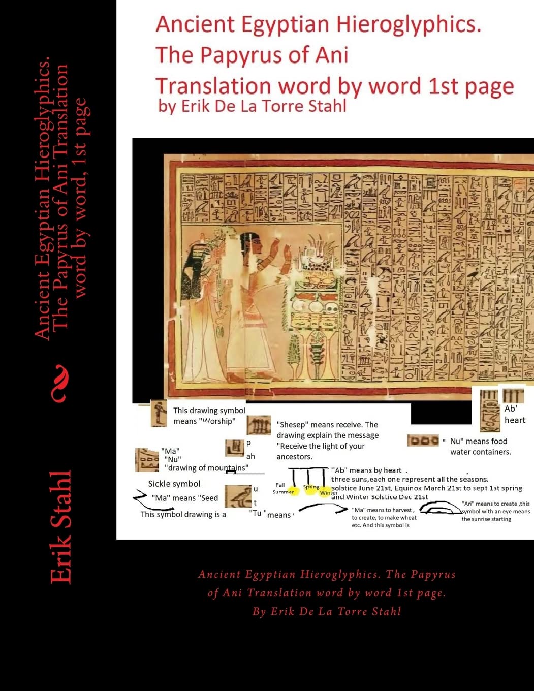 Ancient Egyptian Hieroglyphics.The Papyrus of Ani Translation word by word, 1st page: Ancient Egyptian Hieroglyphics. The Papyrus of Ani Translation word by word 1st page