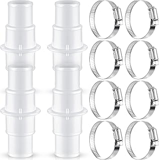 4 Pieces 1-1/4 Inch or 1-1/2 Inch Hose Connector Coupling Pool Hose Adapter for Swimming Pool Vacuums Cleaners Filter Pump Hoses 8 Pieces Stainless Steel Worm Gear Hose Clamps Adjustable Pipe Clamps
