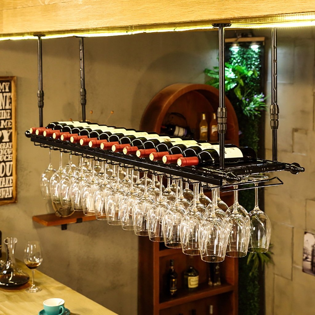 Casier à vin avec porte-gobelet suspendu créatif en fer forgé