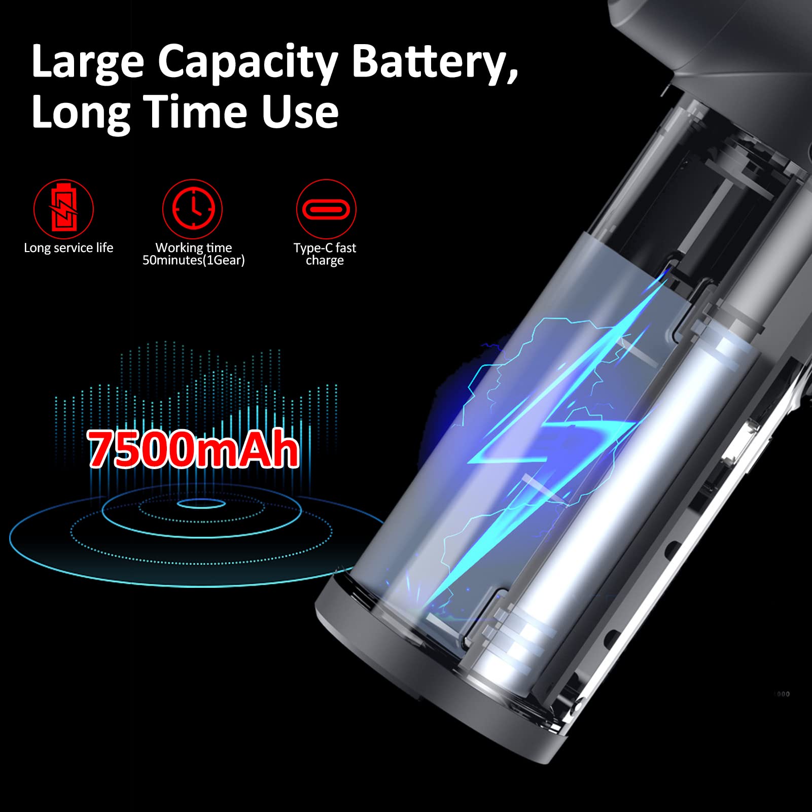 Limpiador de aire comprimido con motor de cepillo de pantalla digital, 100 W, 7500 mAh, limpiador de aire eléctrico, plumero de aire eléctrico, repuesto de lata de aire, plumero de