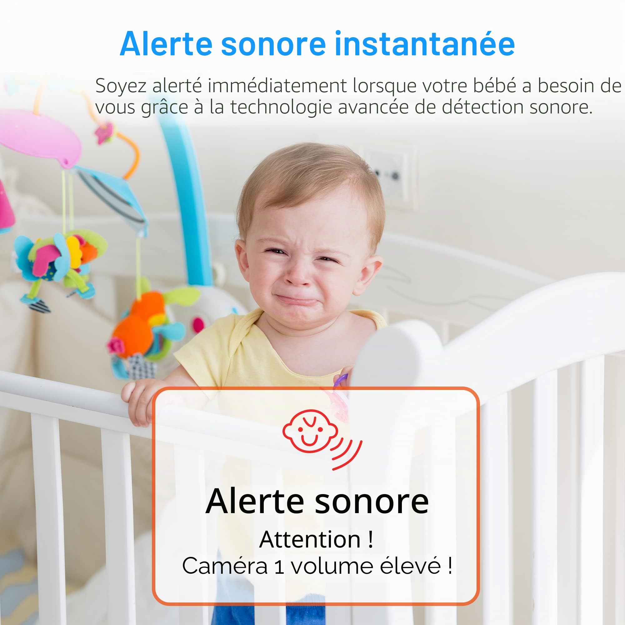 KAWA Moniteur Vidéo pour Bébé Babyphone Écran HD 5" 720p, Conversation Bidirectionnelle, Vision Nocturne, Mode VOX, Moniteur De Température, Berceuses, Portée De Transmission De 1000 Pieds