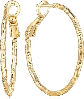 Large 14K Gold Hoop Earrings for Women Thick Gold Hoop Earrings 14K Gold Earrings for Women Well-cutting Solid Gold Hoop Earrings Chunky, Big Gold Jewelry Hoop Earrings 25mm,35mm