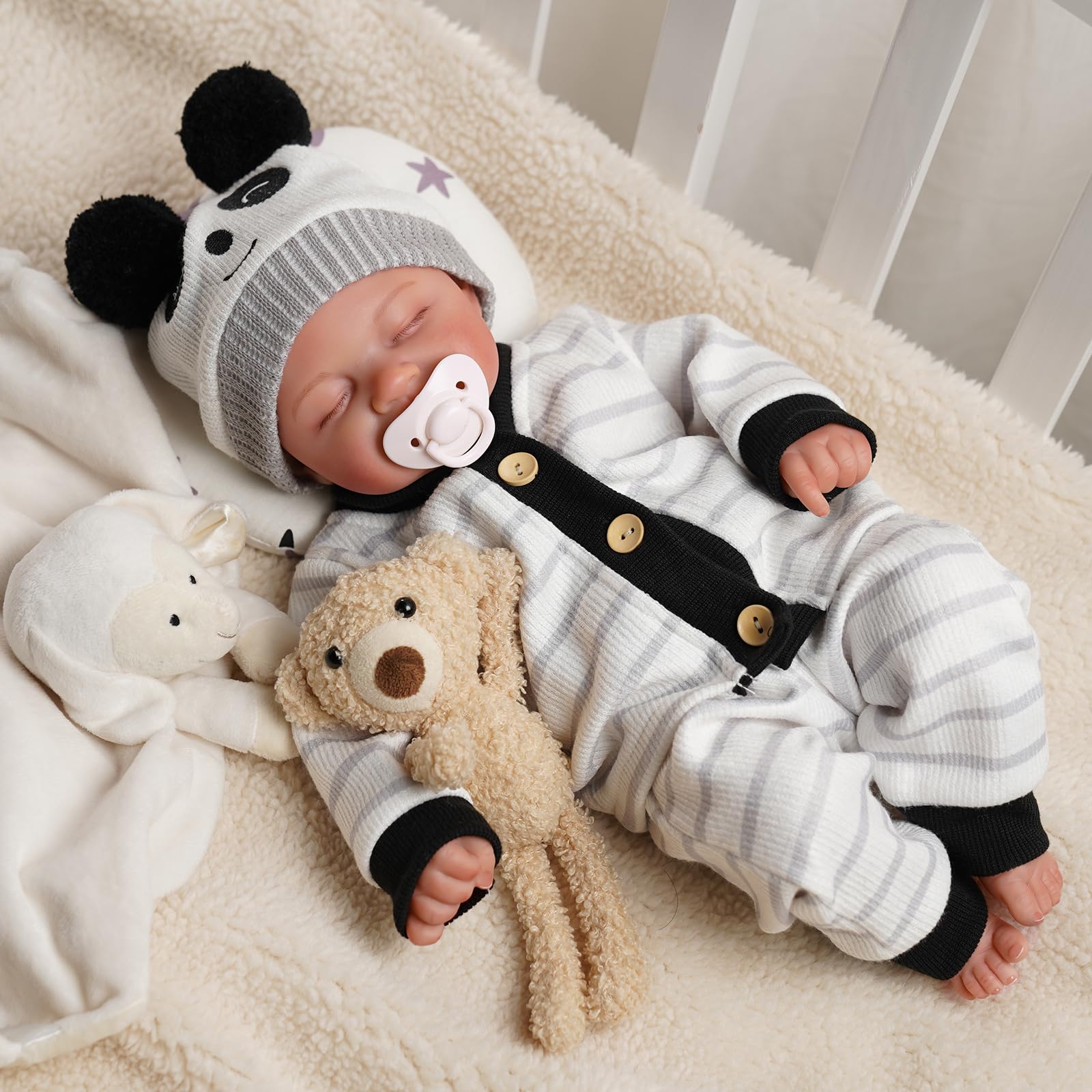 BABESIDE Reborn-Babypuppe Mädchen– 17 Zoll Lebensechte Neugeborene Babypuppe, Weiche Stoffkörper, Reborn-Puppen mit Kleidung und Accessoires für Kinder ab 3 Jahren