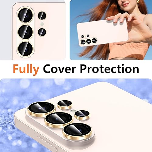 Vista 1234 de para Samsung Galaxy Z Flip 7 Protector de Lente de Cámara, Cubierta de Lente de Vidrio Templado con Anillo de Metal Individual, [Fuerte Adhesión] 1