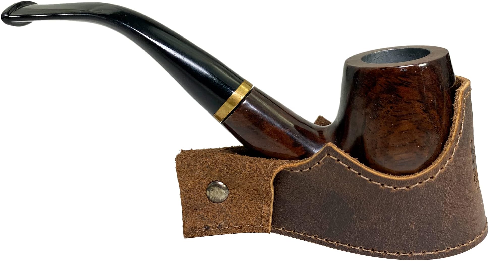 Hide & Drink, Tobacco Pipe Holder (Pipe not Included), Portable & Adjustable Stand, Smoking Accessories, Full Grain Leather, Handmade, Bourbon Brown