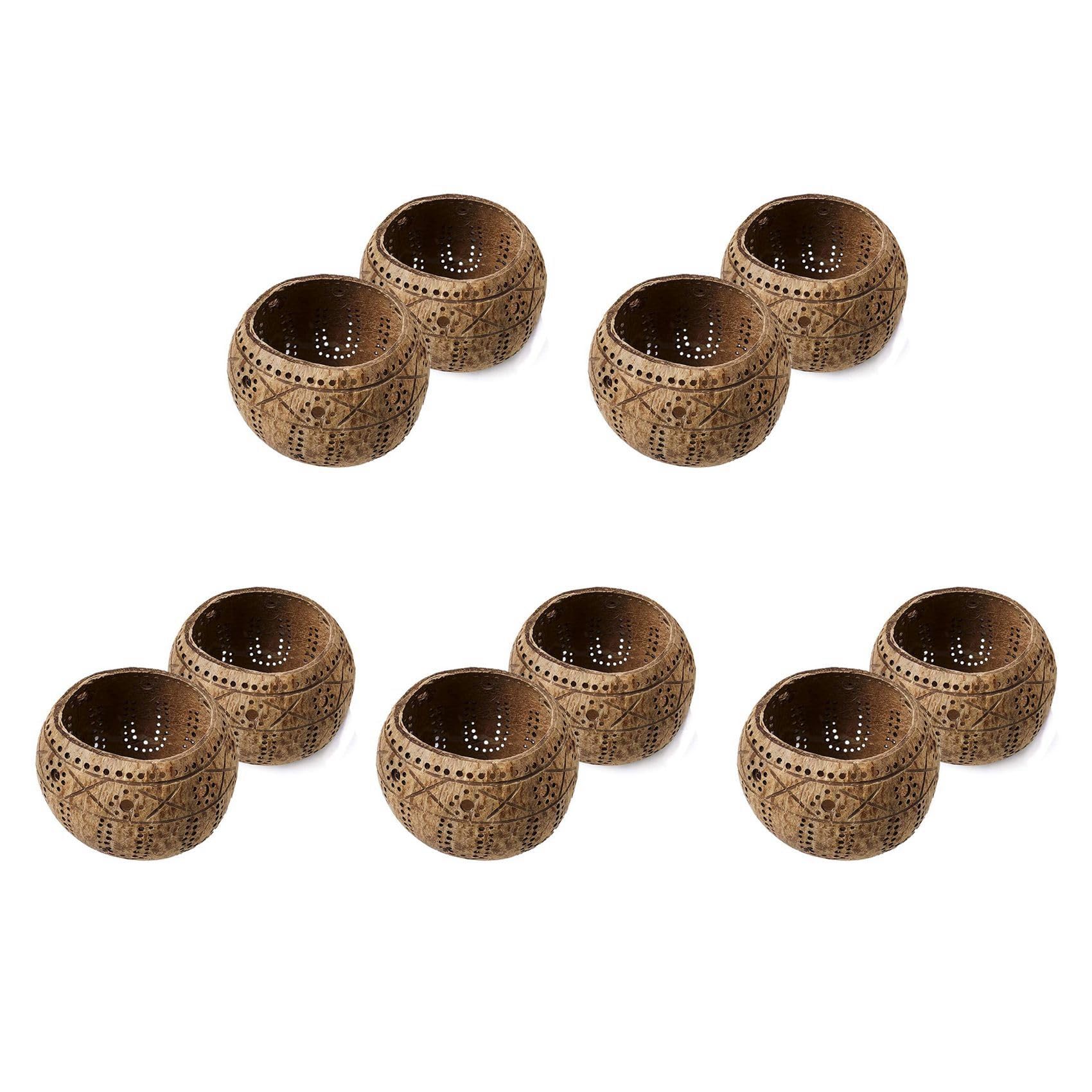 Vjsujehgy 10X Candle Coconut Shell Bowl,Candle Holders,Handmade Coconut Shell Candle Holder for Tealight Small Pillar,Storage Bowl