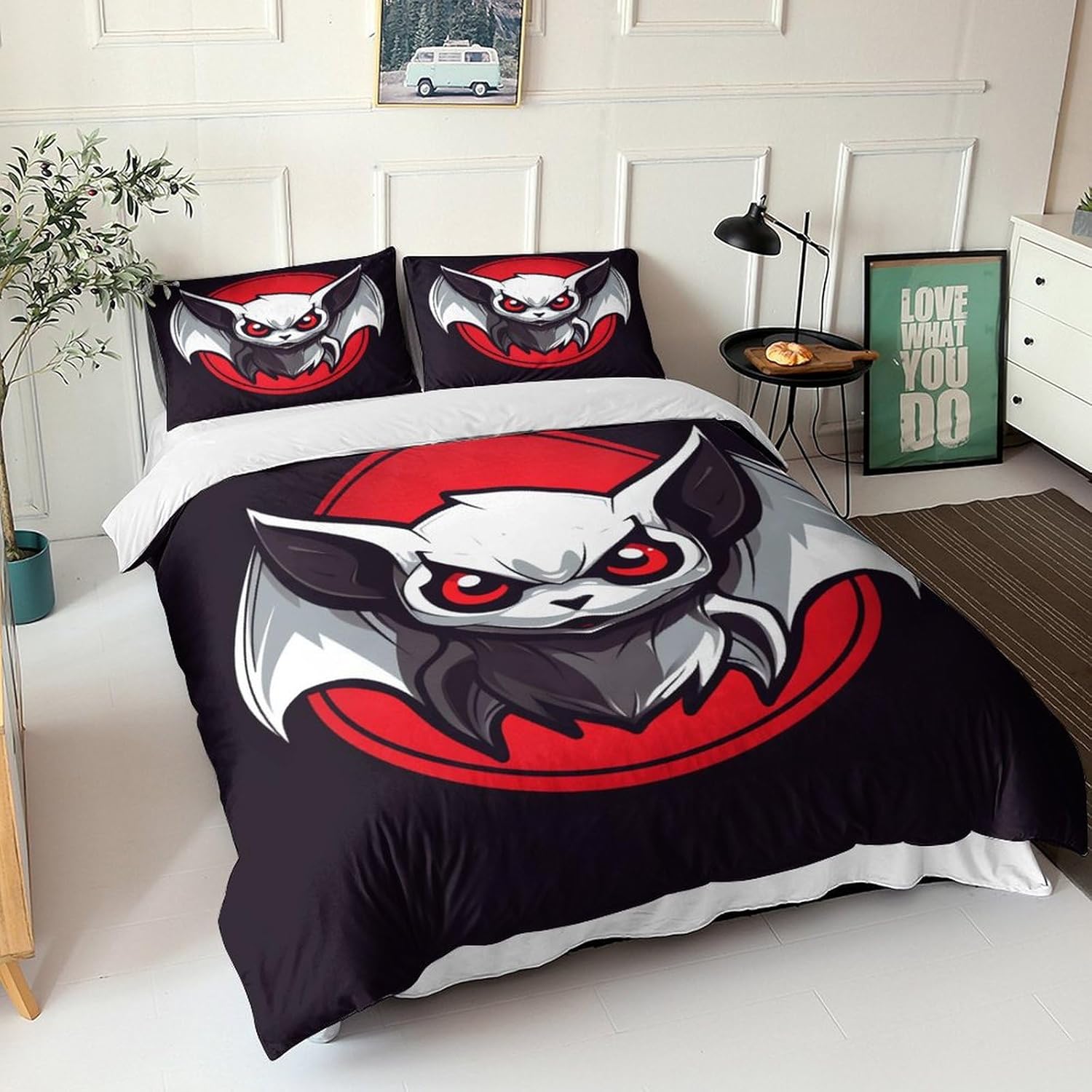 Cute Bat Bettwäsche Set Mikrofaser Cartoon Art Bettbezug 3D Bedruckte