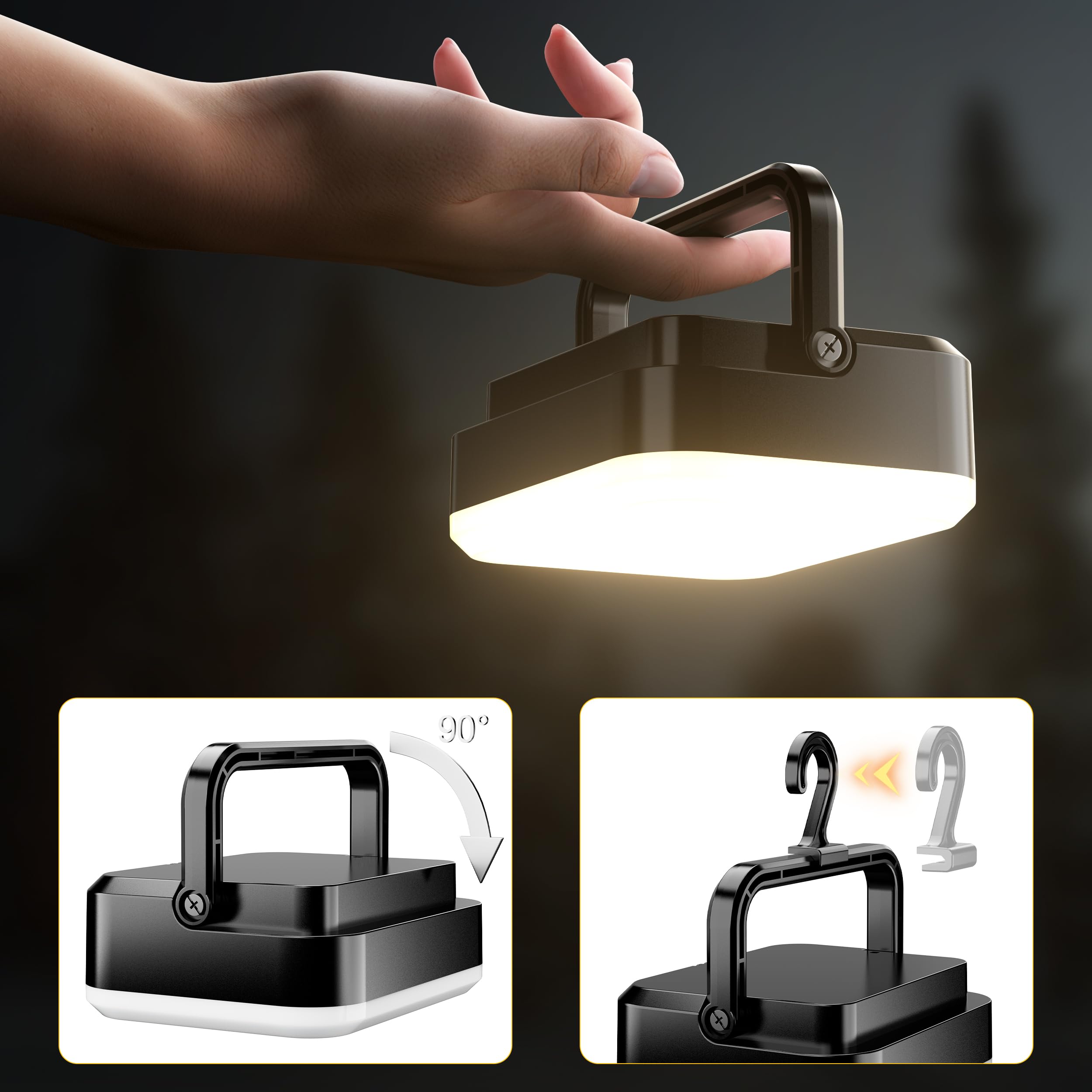 JOPHEK Lapada Led Ricaricabile, 4 x Lanterna da Capeggio A LED