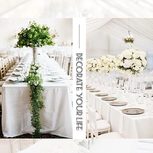 Miniatura 62 de Paquete de 4 manteles redondos de poliéster blanco de 108 pulgadas, mantel circular resistente a las manchas y a las arrugas, lavable, para bodas