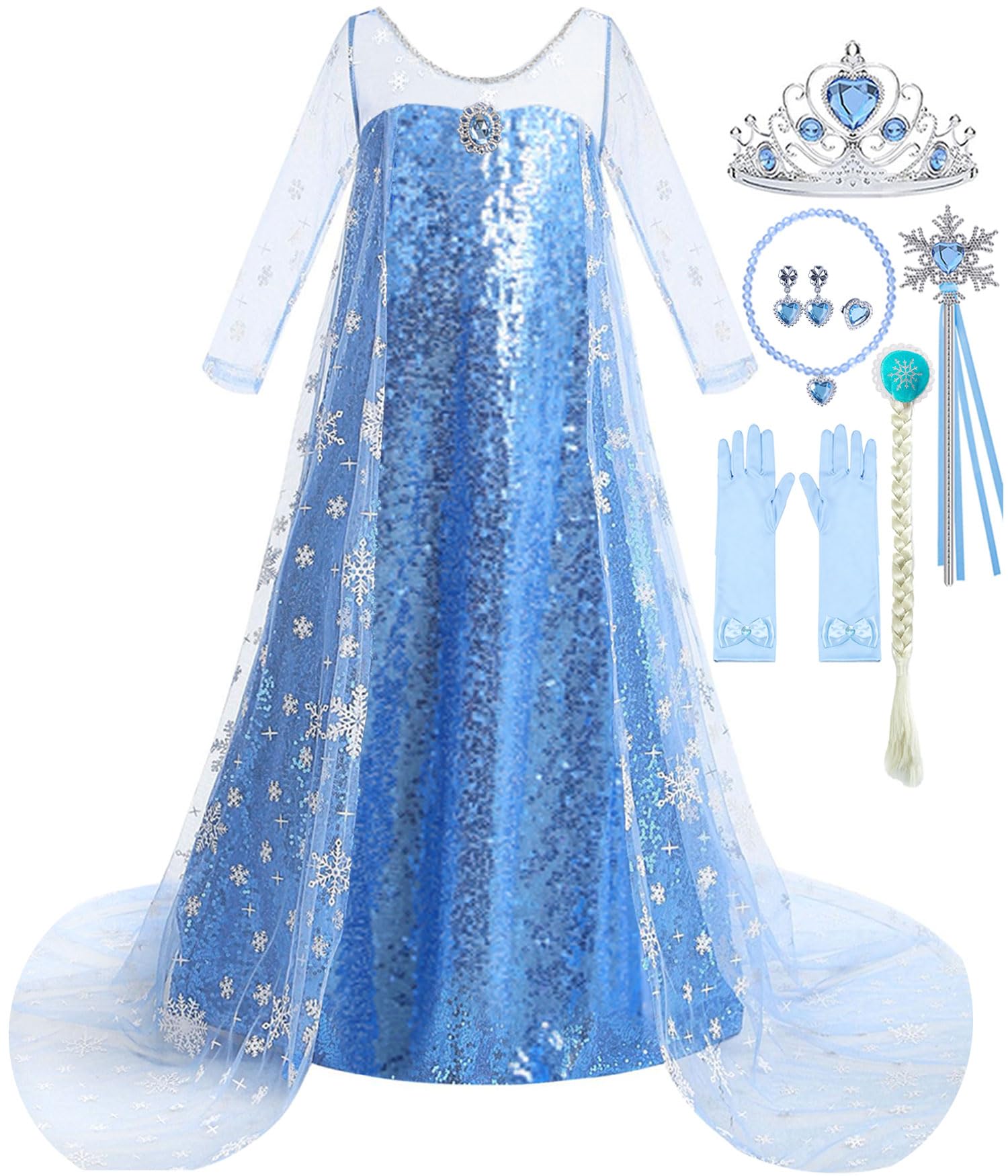 Przebranie Królowa Śniegu Elsa Sukienka Księżniczka Dziewczyna Kostium Niebieski Dziecko Karnawał Halloween Cosplay Urodziny Impreza Boże Narodzenie