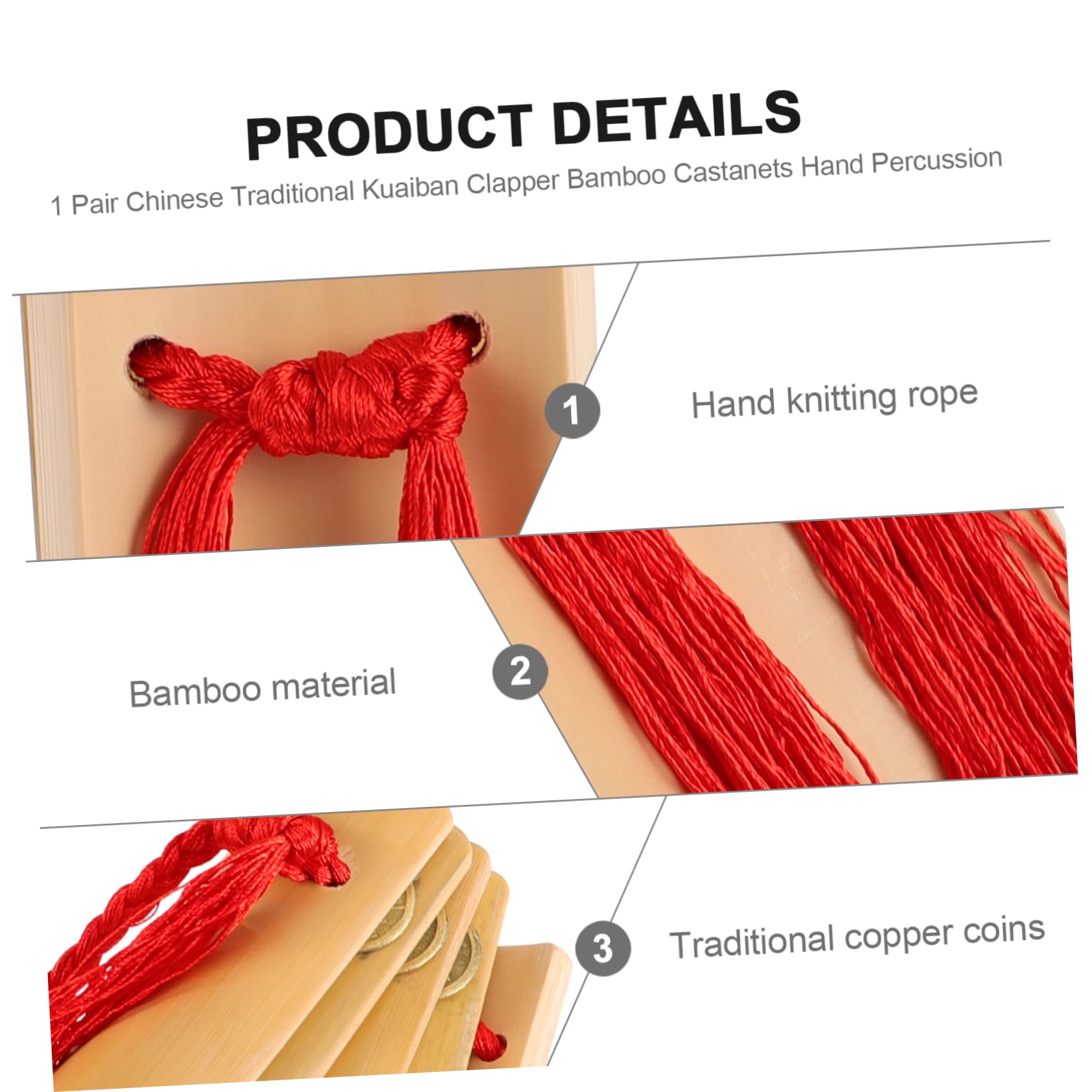 HEMOTON Castanets Japanese Instruments for Traditional Kuaiban Performances and Music Lovers