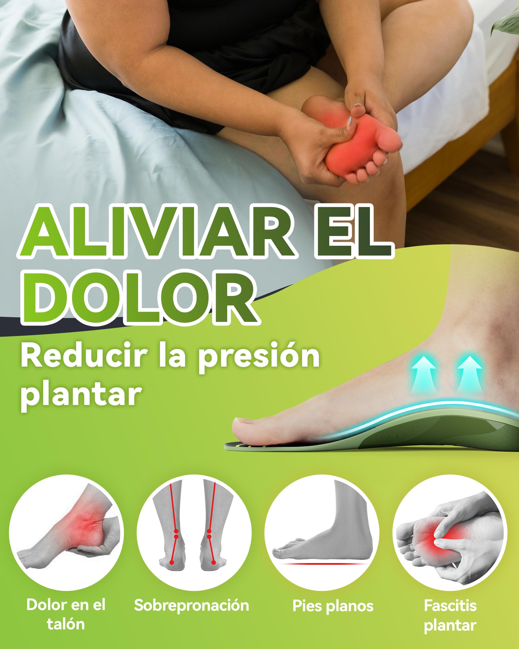 DynWalker plantillas arco plantar，plantillas para fascitis plantar – Estructura Biomecánica 35mm，para Pronadores, Presión del Talón, Metatarsalgia y Estar de Pie Prolongado – Confort Amortiguado，XL